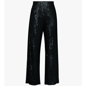 Women's Glitter Sequin Long Loose Pants Bling Party Clubwear Elastic Casual Pants, SIZE L