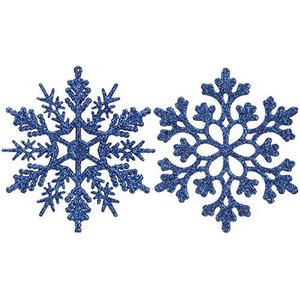 Sea Team Plastic Christmas Glitter Snowflake Ornaments Christmas Tree Decorations, 4-inch, Set of 36, Blue