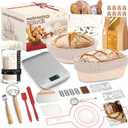 Sourdough Starter Kit with Scale, Glass Jar and Banneton Bread Proofing Basket - Complete Sourdough Bread Baking Supplies, Sour Dough Making Essentials Tools, Gift for Bakers Beginner Women Wife Mom