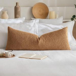 MIULEE Textured Boucle Throw Pillow Cover Brown Accent Solid Lumbar Pillow Case Decorative Vintage Soft Pack of 1 Couch Cushion Mid Century Chair Sofa Bedroom Livingroom Home Decor,36x14 Inch