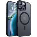 CANSHN Magnetic Compatible with iPhone 16 Pro Max Case [Compatible with Magsafe] [Translucent Matte] Slim Thin Shockproof Protective Bumper Phone Case Cover 6.9 Inch - Black