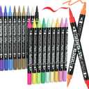 20 Colors Acrylic Paint Pens, Water-based Paint Markers for Wood,Canvas, Glass, Ceramic, Roch Painting,DIY Crafts, Art Supplier (20 Corlors(Brush and Fine Nib))