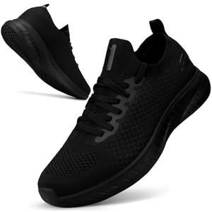 Puweco Men's Slip on Lightweight Walking Shoes Non Slip Breathable Running Shoes Comfort Tennis Workout Gym Sneakers with Shoelace 44