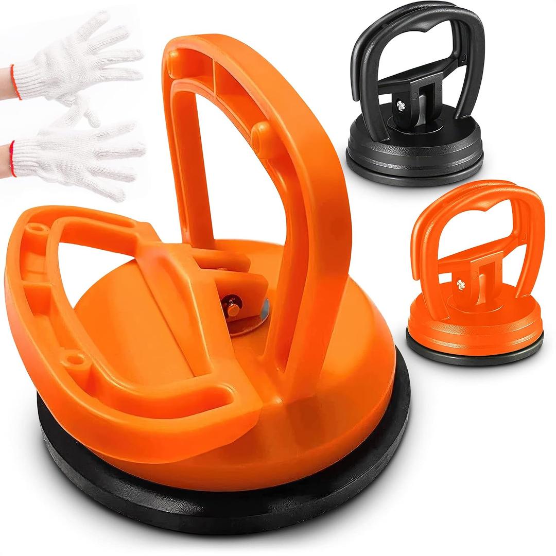 Suction Cup Dent Puller Kit – 3 Pcs (One Large 4.6in and Two Small 2.2in) Dent Puller Suction Cup for Car with Gloves – Comfortable Grip, Pulling Power up to 172 lbs | Works with Glass and Ceramics