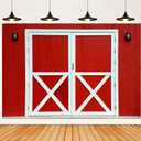Red Barn Door Photography Background Curtain Farm Fall Lunch Birthday Background Thanksgiving Harvest Baby Shower Party Photo 7x5 feet