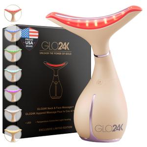 GLO24K 7 Color Beauty Device  Triple LED Action & Vibration Technology Facial and Neck Massager (Modern)