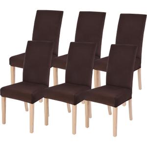 SearchI Chair Covers for Dining Room Set of 6, Stretch Solid Color Kitchen Parsons Chair Covers Washable Spandex Dining Chair Slipcovers Seat Protector for Hotel, Banquet, Ceremony (Chocolate)
