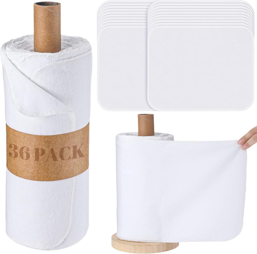 36 Pack Classic Reusable Cleaning Cloths Washable Cotton Kitchen Towels for Home(White)
