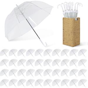 Aodaer 30 Pcs Clear Wedding Umbrellas Bulk, 36 Inch Transparent Bubble Umbrella with Storage Box Large Dome Windproof Stick Umbrellas for Rain Wedding Bridal Party Supplies Photography Props