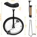 Nisorpa 20" Inch Unicycle Classic Black One Wheel Bike with Anti-Skid Alloy Rim and Pedal Adjustable Height Cycling for Kids Adults Beginner Outdoor Indoor Sports Entertainment Exercises Balance Fun