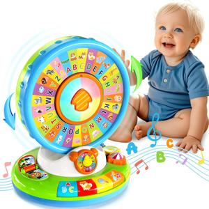 Learning Toy for Kids 1 2 3 Year Old Boys Girls, Spin and Sing Alphabet Zoo with Sounds, Interactive Educational Toys for Toddler 2-3, First Christmas 1st Birthday Gifts Toy (Multicolor)
