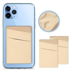 YINHEXI 2Pack Phone Wallet Card Holder, Cell Phone Wallet Stick on Credit Card Holder for Cell Phone & Phone Case, Slim Wallet Compatible with All Smartphones (Gold)