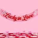 xo, Fetti Lucky in Love Fringe Banner - Red Foil & Pink Iridescent, 5 Ft. | Western Bachelorette Party Decoration, Vegas Sign, Casino Photoshoot Backdrop, Cute Cherry Decor