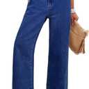 ANRABESS Womens Jeans High Waist Straight Leg Stretchy Ankle Length Denim Pants with Pockets (Large, Washed Navy Blue)