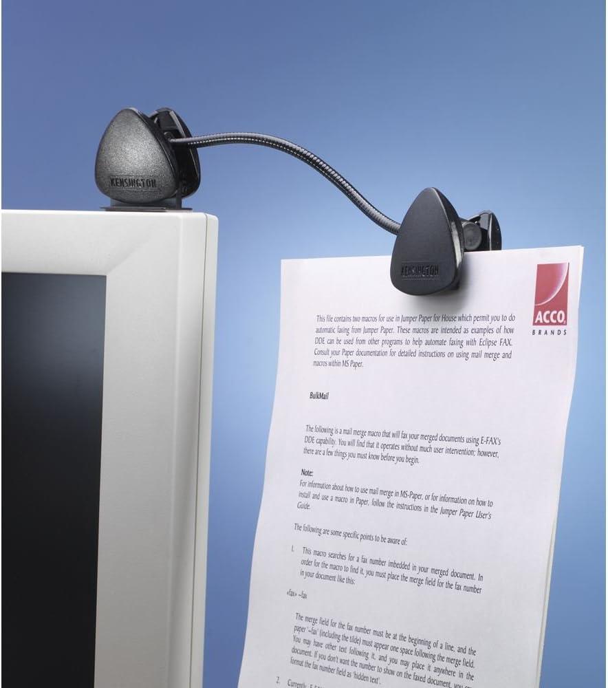 Kensington Document Holder for Typing for Laptops and Monitors, Flex Clip Copyholder, Typing Stand Document Holder, Office Paper Clip Holder, Compact Paper Holder Stand, Black 93/4" Wide K62081BF