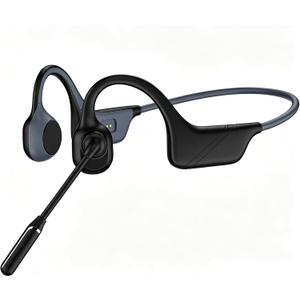Meetings Open-Ear Headphones with Rotatable Noise-Canceling Boom Mic, Bone Conduction Bluetooth 6.0 Headphones with One-Touch Mute&Magnetic Charging for All-Day Use,Perfect for Driving Learning(Black)