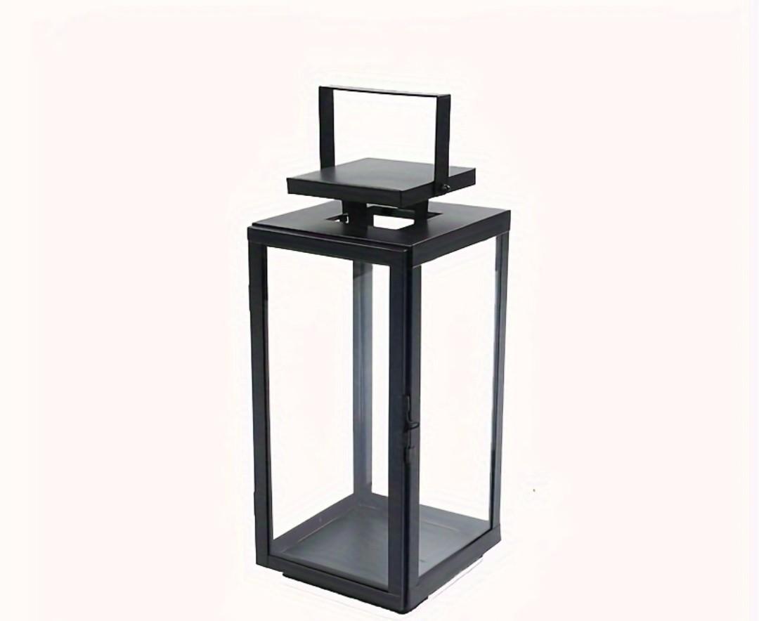 Large Black Iron Lantern with Clear Glass