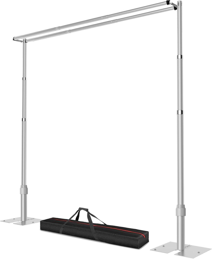10x10ft Pipe and Drape Backdrop Stand, Double Crossbar, Heavy Duty Adjustable Background Frame with Metal Base for Parties Photography Wedding Photoshoot Decoration
