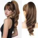 Clip In Ponytail Hair Extensions Ponytail 18" Claw Clip On Ponytail Extension for Women Long Wavy Hair Pieces for Women Synthetic Pony Tails Natural Wavy Hairpieces