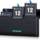 FirstPower Hero 12/11/10/9 Battery Pack of 3, 2250mAh and Triple Slot USB Fast Charger for GoPro Hero 12, 11, 10, 9