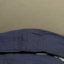 WDCOZY 100% Cotton Queen Size Quilt Set - Navy Blue Striped Pick Stitch Soft Lightweight Bedspread, Textured Like Linen, Farmhouse Country Rustic Coverlet, Shabby Chic Gauze Bedding, 3 Pieces