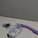 Kids Snorkel Set, Anti-Fog Panoramic Tempered Glass Kids Snorkel mask, Anti-Leak Scuba Diving Mask with Mesh Bag, Dry Top Snorkeling Gear for Kids and Youth Age 4-16 (Blue+Purple+Transparent)