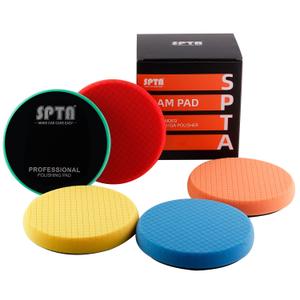 Buffing Sponge Pads, SPTA 4 Pcs 6.5 Inch Face for 6 Inch 150mm Backing Plate Compound, Cutting Polishing Pad Kit for Car Buffer Polisher Compounding, Polishing and Waxing -SQMIX65