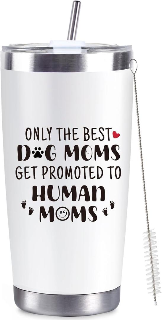 2 x New Mom Gifts for Pregnant Women, 20 Oz Stainless Steel Tumbler Set Funny Dog Mom Pregnancy Gift for Expecting Mom, Mother to be Gift for First Time Moms Wife Friend Mother Day Xmas Presents