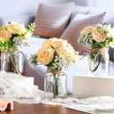 Zeyune 12 Sets Mason Jar Centerpiece Table Decorations, Artificial Peony Baby's Breath Flower Bouquets, Faux Flowers with Vase, Rustic Decor Gifts for Home, Wedding, Holiday (Champagne)