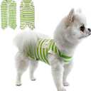 TONY HOBY Dog Pajamas, Dog Jumpsuit with Green Stripes, Summer Sleeveless Dogs Pajamas for Small Medium Dogs (White&Green, XL)