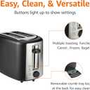Amazon Basics 2 Slice Toaster, Extra Wide Slots for Bagels, 6 Browning Settings, Removable Crumb Tray, Defrost/Cancel/Bagel Buttons, Cord Wrap, 900W, Black & Silver