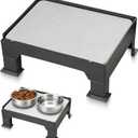Diatomite Mat Pet Feeder Stand  Compatible with Most Dog Bowls & Automatic Feeders, Elevated Dining Station with Non-Skid Feet & Adjustable Height that Absorb Spills to Keep The Bowl Area Clean
