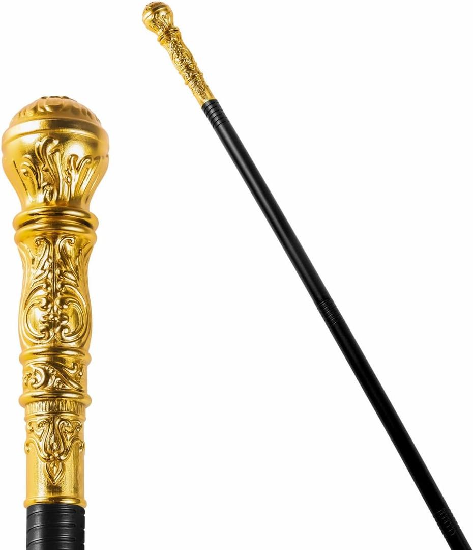 Spooktacular Creations Walking Cane Costume, Vintage Staff Prop Stick Accessories for Dress Canes, Party Costume for Adults and Kids (Gold)