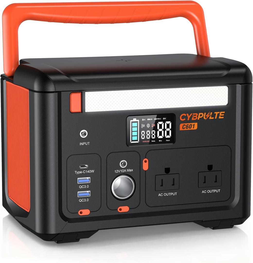 Portable Power Station 600W (1200W Surge), 299Wh Small Lightweight Portable Power for Camping & Spring Outdoor Use, Battery Backup Safe for Indoor Blackouts, 2 AC Outlet, 140W USB-C Fast Charging