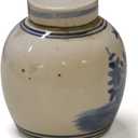 Blue and White 4.5in Porcelain Flower and Bird Small Oriental Jar with Lid