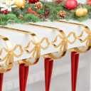 4 Pcs Christmas Bow Stocking Hangers Holder Mantle Metal Hooks Gold Christmas Stocking Clips Classic Shelf Garland Hangers for Counter Window Fireplace Xmas Party Decoration
