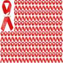 Geosar 100 Pcs Dove Funeral Memorial Ribbons Pins Memorial Service Respect Funeral Personalized Ribbon Bow with Safety Pins and White Dove for Mourning Remembrance Day Event(Red)