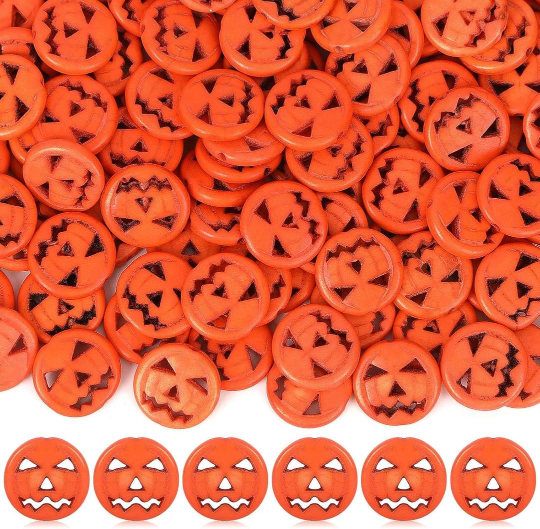 UPINS 100pcs Halloween Pumpkin Beads, Fall Halloween DIY Bracelet Necklace Earrings Craft Accessories for Jewelry Making (Orange)