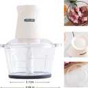 500W Food Processor, White Meat Grinder with Glass Bowl 8 Cup, Electric Food Chopper with 2 Sharp Blade Sets for Meat, Fruits, Vegetables, Baby Food, Nuts, 2 Speed