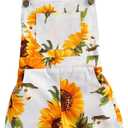 Ayalinggo Toddler Baby Girl Sunflower Print Overalls Shorts with Pocket Suspender Trousers Cute Summer Clothing Outfit, 5-6 Y