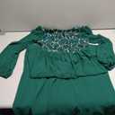 Long Sleeve A-line Color Block Patchwork Long Evening Dress for Women's Green Size M