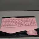 Wireless Keyboard and Mouse Combo, 2.4G Full Size Wave Keys Ergonomic Keyboard with Wrist Rest and 3Level DPI Adjustable Wireless Ergonomic Mouse for Windows, Mac OS Desktop/Laptop/PC(Pink)