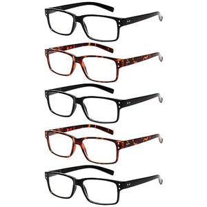 NORPERWIS Reading Glasses 5 Pairs Quality Readers Spring Hinge Glasses for Reading for Men and Women (3 Black 2 Tortoise, 2.50)