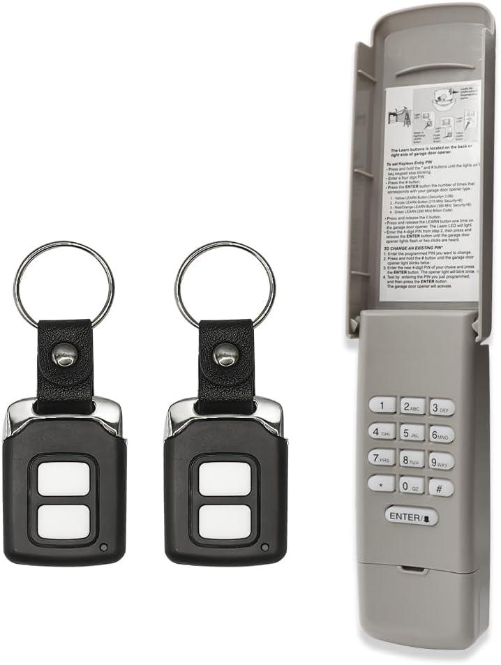 Garage Door Opener Keypad with 2 Garage Door Opener Remote for Lift master Chamberlain Craftsman Remote Keypad 877MAX 893LM 893Max 971LM 371LM, Purple Yellow Red Orange Learn Button