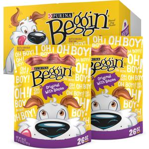 Purina Beggin' Strips Dog Treats, Original With Bacon Flavor - (Pack of 2) 26 oz. Pouches Exp 6/2027