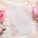 100 Pack Vellum Jackets for 5x7 Invitations - Pre-Folded Vellum Paper 5x7, 130GSM Translucent Wedding Invitations Wraps for Wedding, Birthday Invitation (Rose Gold Foil Rose Pattern)