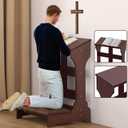 Wooden Prayer Bench for Kneeler Prayer, Prayer Table at Home with Cushion Pad, Church Kneeling Stand Stool, Padded Prayer Chair Shelf for Kneeling at Home and Church