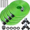 LAVEVE Heavy Duty Sprinkler Soaker Hose 100 FT, Flat Garden Hose with Holes, Efficient Flexible Irrigation Hose for Yard, Lawn and Garden, Includes Stakes (25FT x 4Pack)