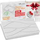 Natural Stone Bath Mats for Bathroom, Non Slip - Quick Drying Stone Bath Mat, Diatomaceous Earth Shower Mat, Easy to Clean Bath Stone Mat for Bathroom Floor (White Line)