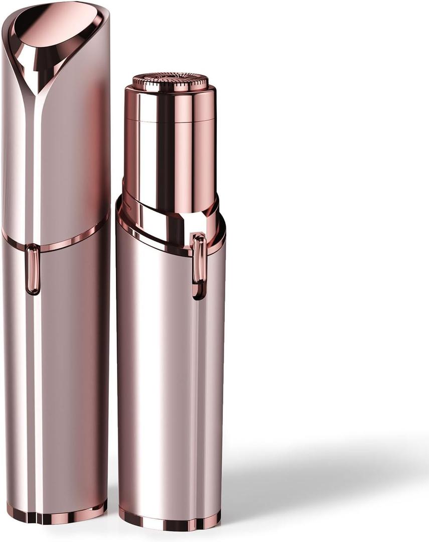 Facial Hair Removal for Women: Electric Face Razor with LED Light - Painless & Instant Results Mini Shaver for Travel Use (Rose Gold)